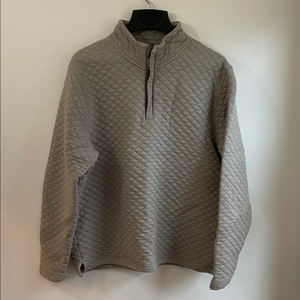 Cole Haan Grand OS Men's Gray Diamond Quilted 1/4-Zip Sweat Jacket M